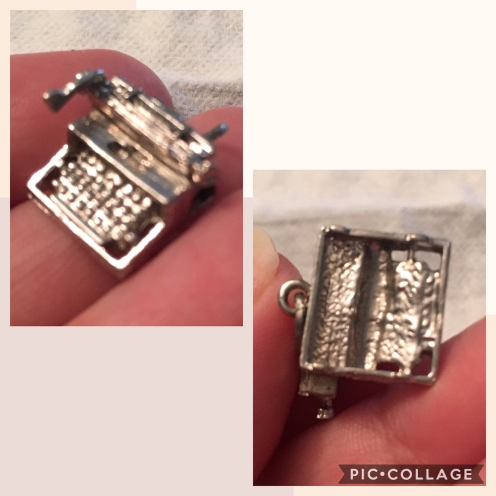 Vintage Stamped Sterling Typewriter Charm - Picture 2 of 4